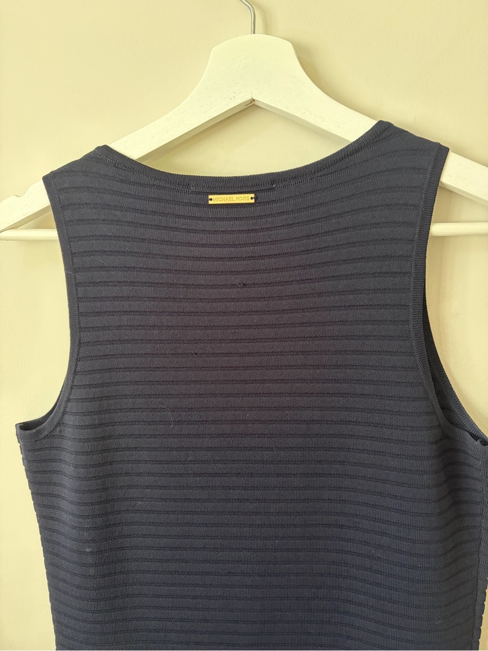 Michael Kors Navy Ribbed Sleeveless Knit Tank